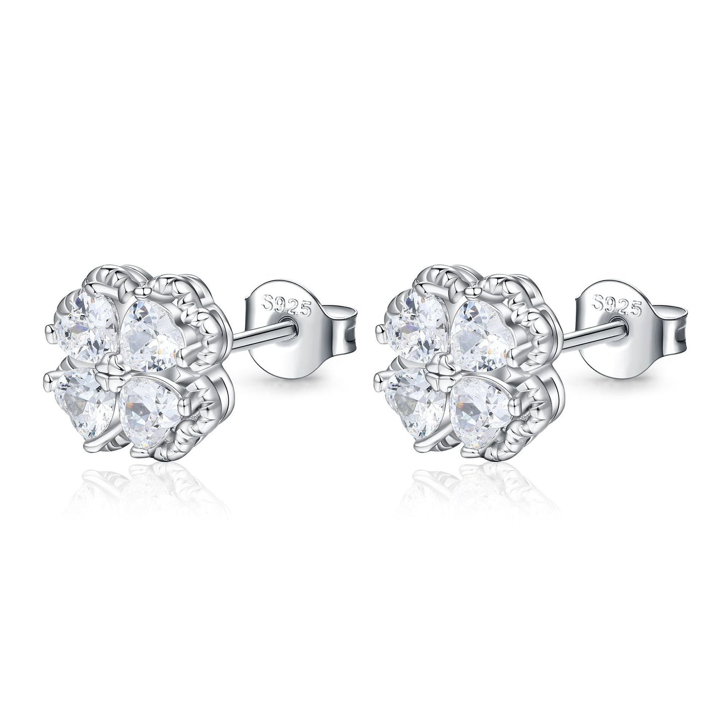 Zeng Yin Four-leaf Clover Ear Team Advanced Sense Love Zircon Earrings Weloria