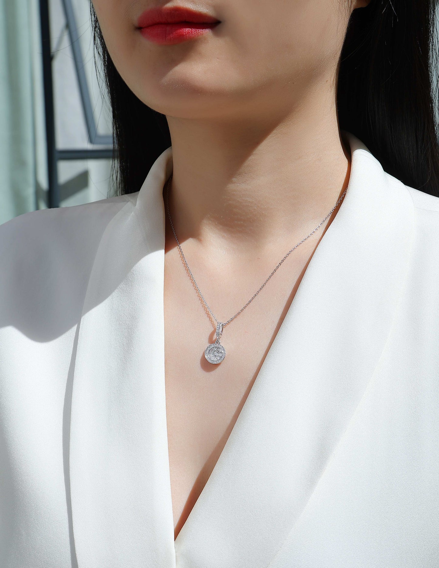Double Ring Combination - A Fashionable And Luxurious Diamond Jewelry Piece Set With Moissanite S925 Sterling Silver And Platinum-plated Pendant Weloria