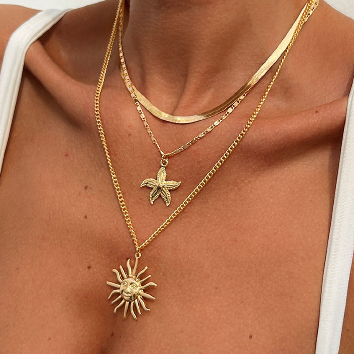 Exaggerated Face Sun Alloy Ring Suit Vacation Beach Geometric Adjustable Ring Weloria
