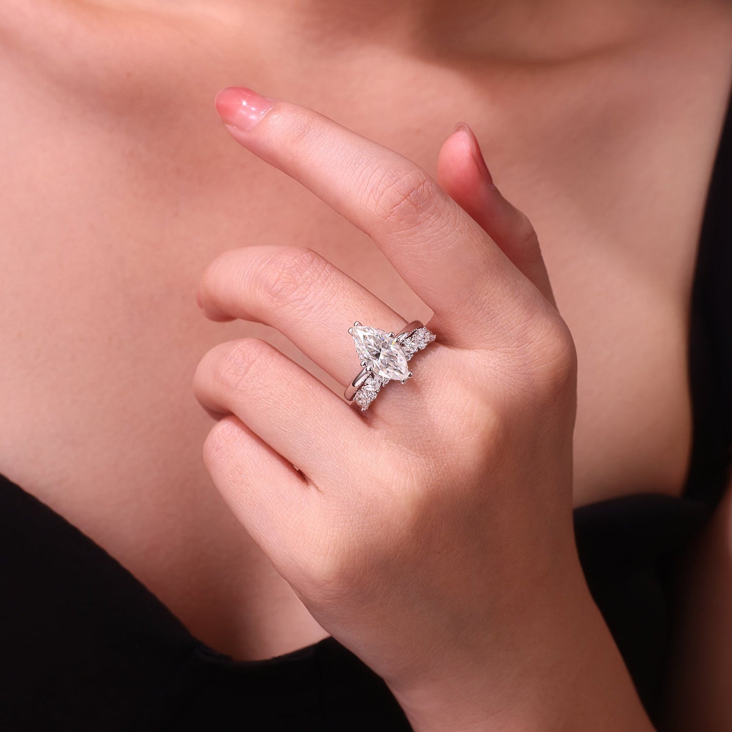 Star Eyes - Fashionable Men's And Women's Ring And Ring Jewelry Set With Moissanite S925 Sterling Silver And Platinum-plated Diamond Weloria