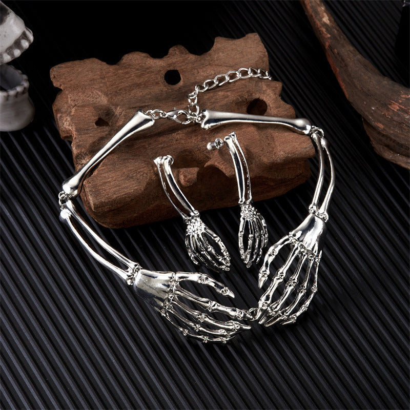 European And American Fashion Cool Dark Style Skull And Ghost Claw Necklace Earrings Weloria