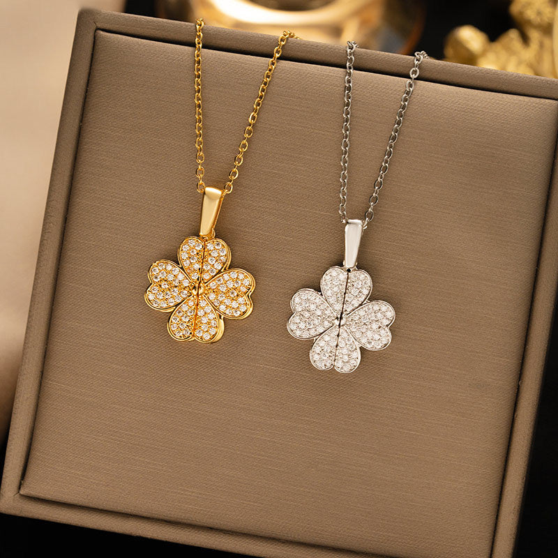 Women's Diamond Clover Necklace Special Interest Light Luxury Weloria