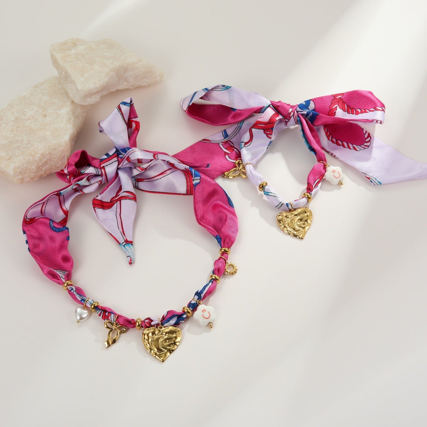Colorful Silk Scarf Series Love Pendant Necklace Non-fading Elegant Bracelet Weloria
