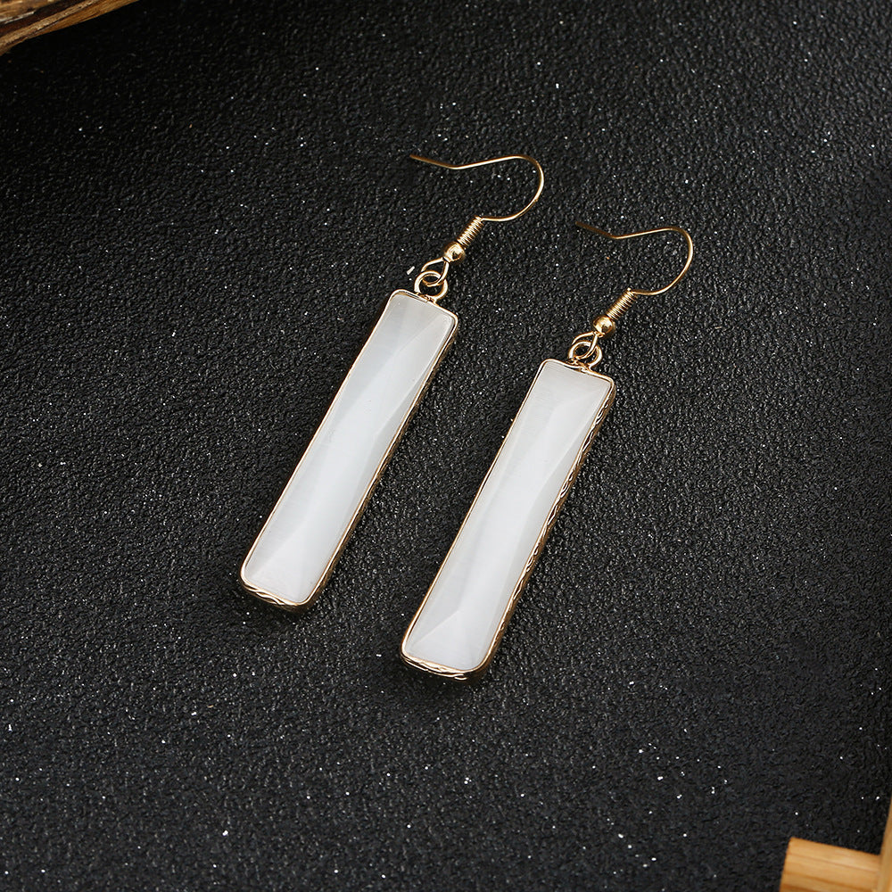 Design Natural Stone Opal Geometric Popular Earrings Weloria