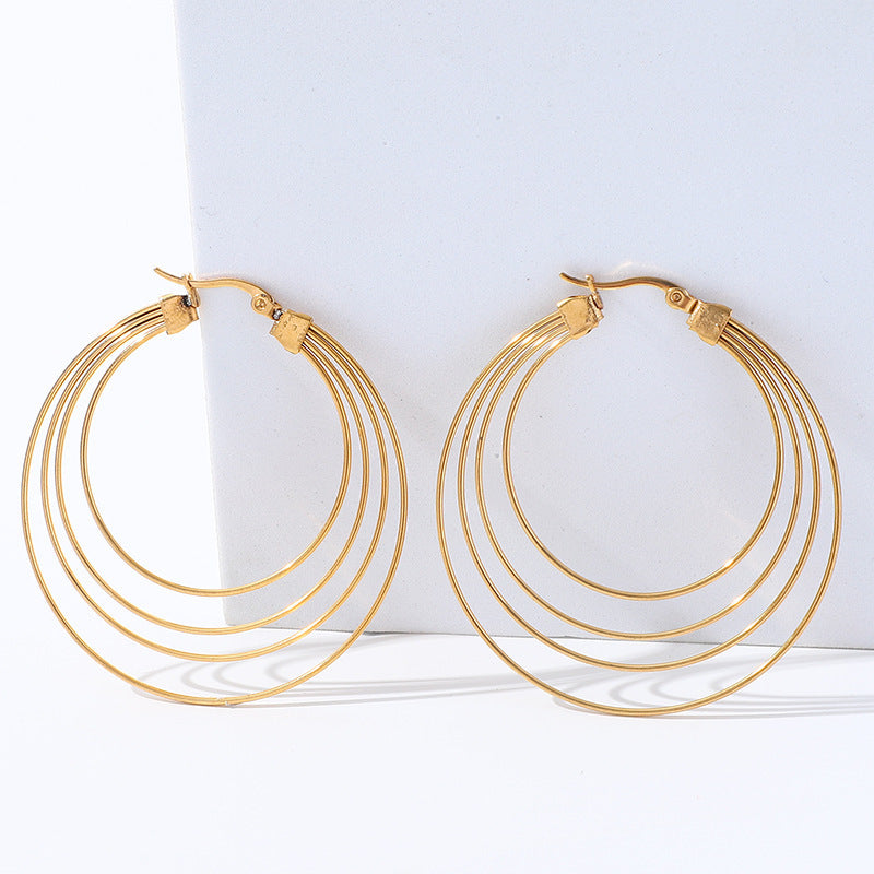 French Mosquito-repellent Incense Shape Stainless Steel Earrings Hoop Geometric And Gold Weloria