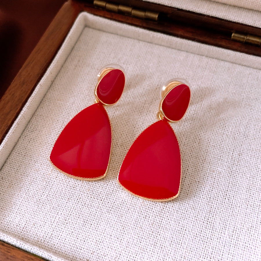 Ankela Red Water Drop Ear Clip Earrings Weloria