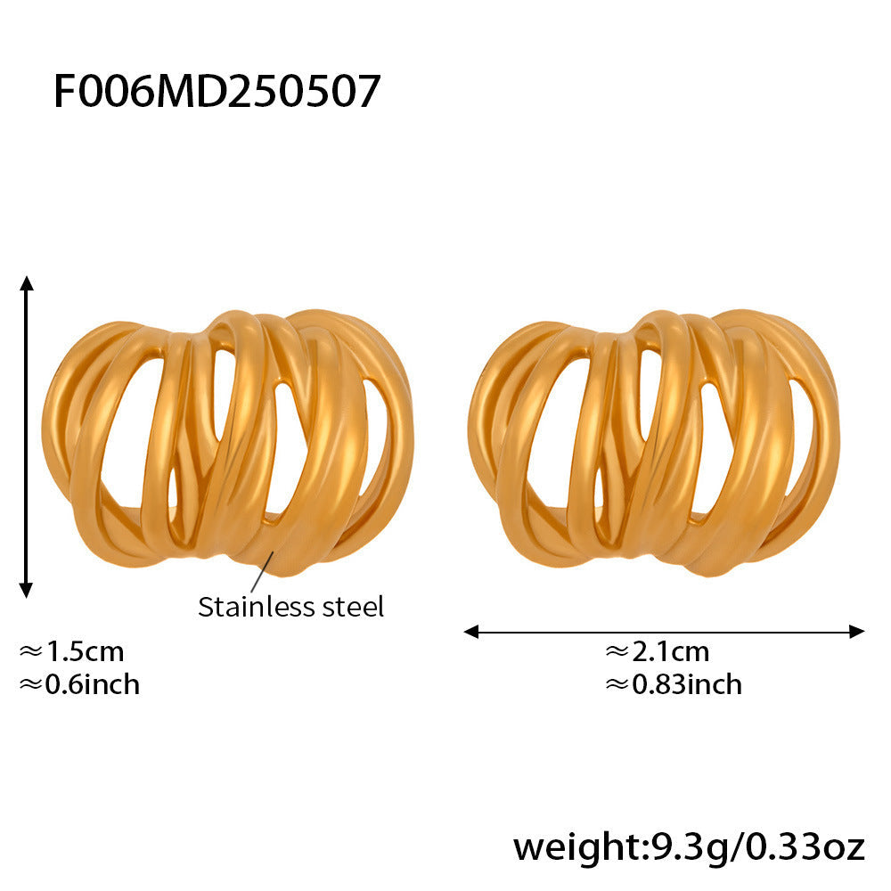 Heavy Industry Casting C- Type Ear Studs Multi-layer Lines Weloria