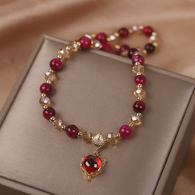 Ins Natural Rose Tigereye Crystal Bracelet Weloria