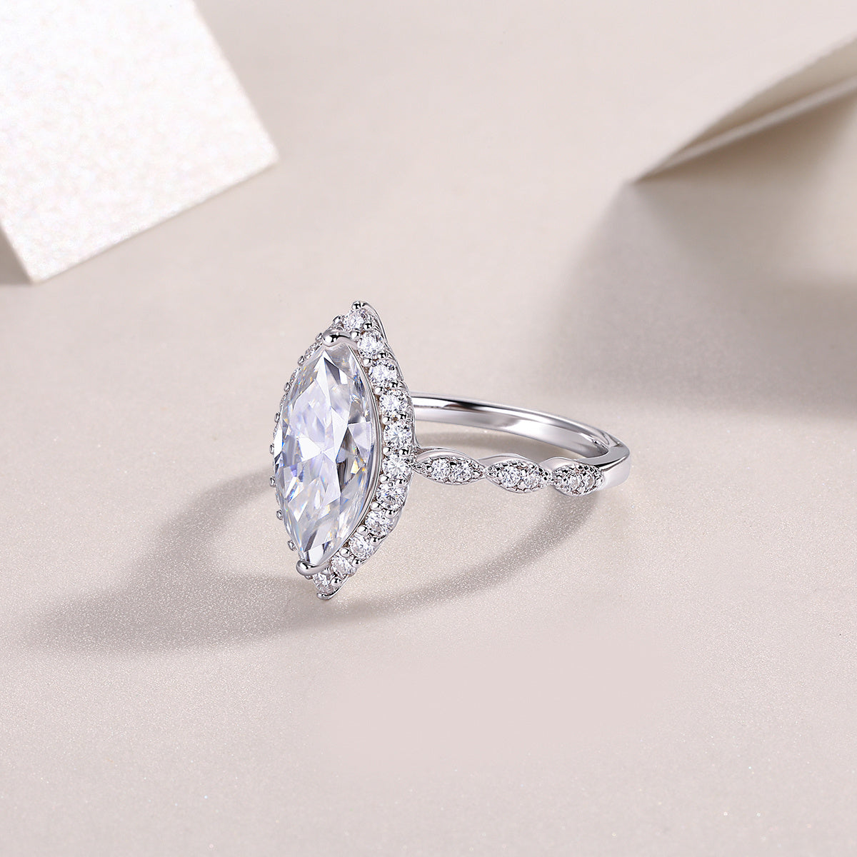 Starlight Craze - A Fashionable Diamond Jewelry Piece Set With Moissanite S925 Sterling Silver And Platinum Diamond Ring Weloria