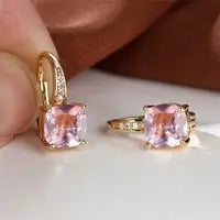 Square Zircon Inlaid Ear Hook Korean Style Fashion All-matching Weloria