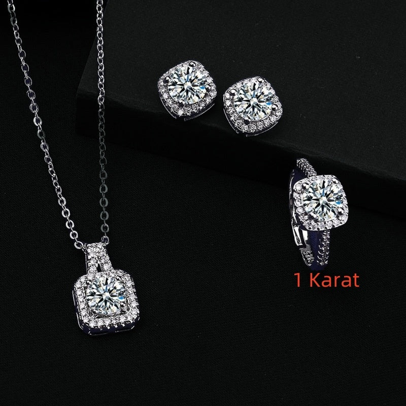 Square Bag Diamond Necklace Rings Ear Studs Suit Weloria