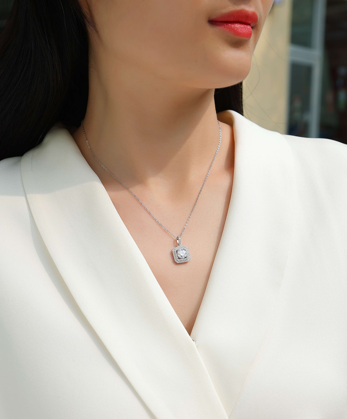 Sugar Diamond - A Fashionable And Luxurious Diamond Jewelry Piece Set With 1-carat Moissanite S925 Sterling Silver And Platinum-plated Pendant Weloria