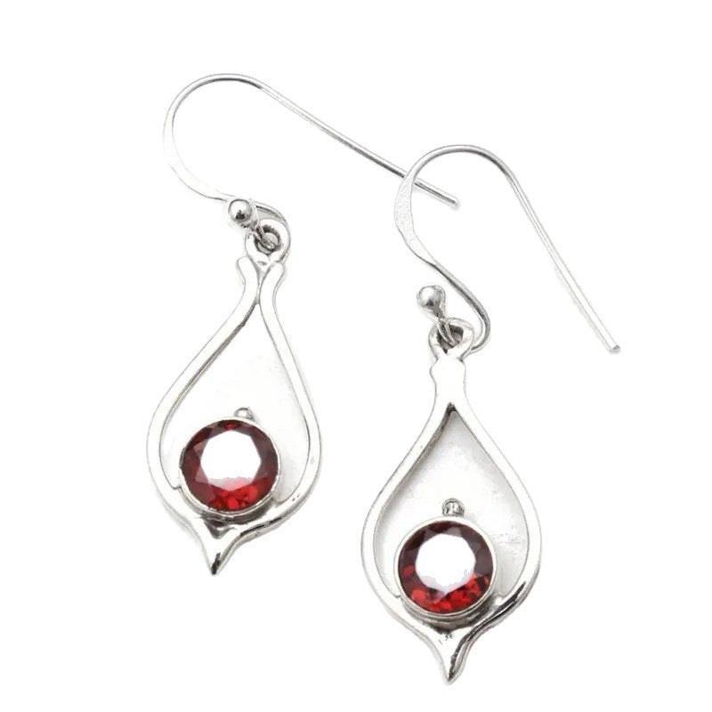Retro Creative Drop-shaped Ruby Female Fashion Grandeur Personality Alloy Earring Weloria