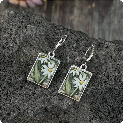 Minority Fashion Rectangular Epoxy Flowers Alloy Ear Clip Weloria