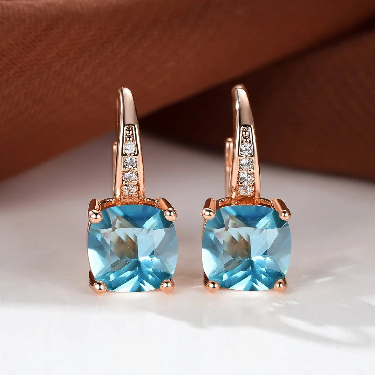 Square Zircon Inlaid Ear Hook Korean Style Fashion All-matching Weloria