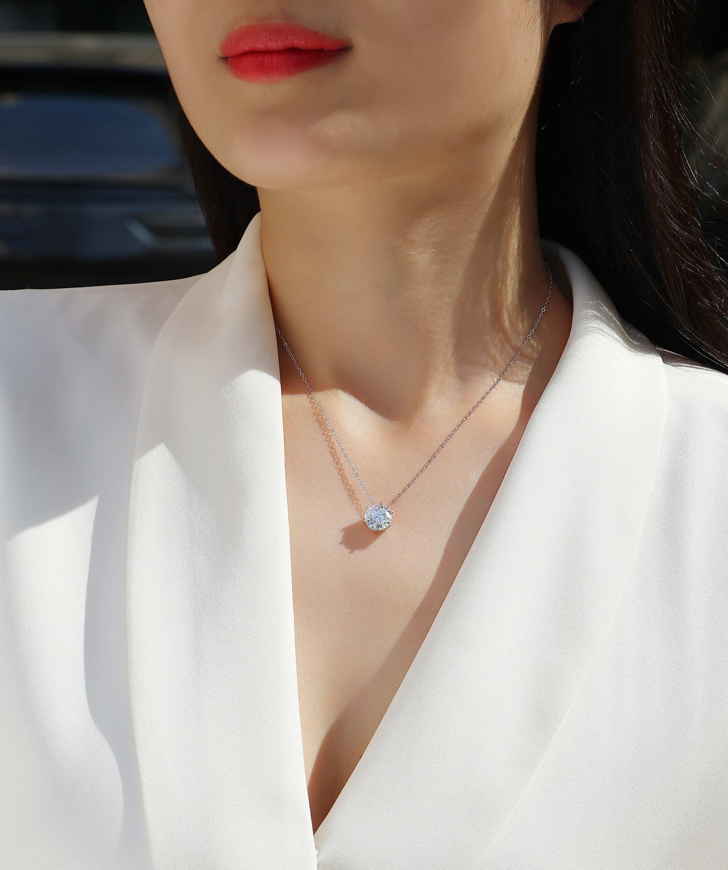 Afternoon Rose - A Fashionable And Luxurious Diamond Jewelry Pendant Set With 1-carat, 2-carat And 3-carat Moissanite S925 Sterling Silver And Platinum Plating Weloria