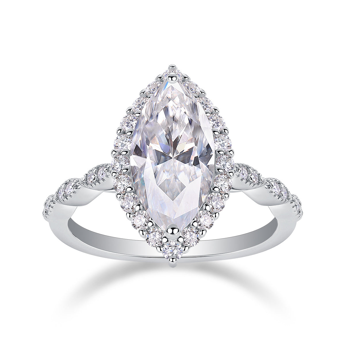 The Realm Of Delight - A Fashionable Diamond Jewelry Piece Set With Moissanite S925 Sterling Silver And Platinum-plated Diamond Ring Weloria