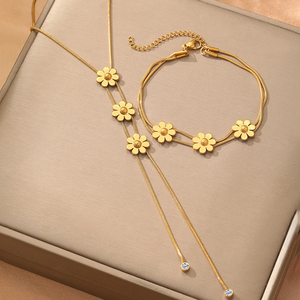 Three-dimensional Lock Snake Necklace Two-piece Set Weloria
