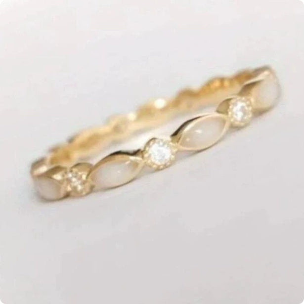 Oval Gemstone Inlaid Alloy Open Adjustable Ring Weloria