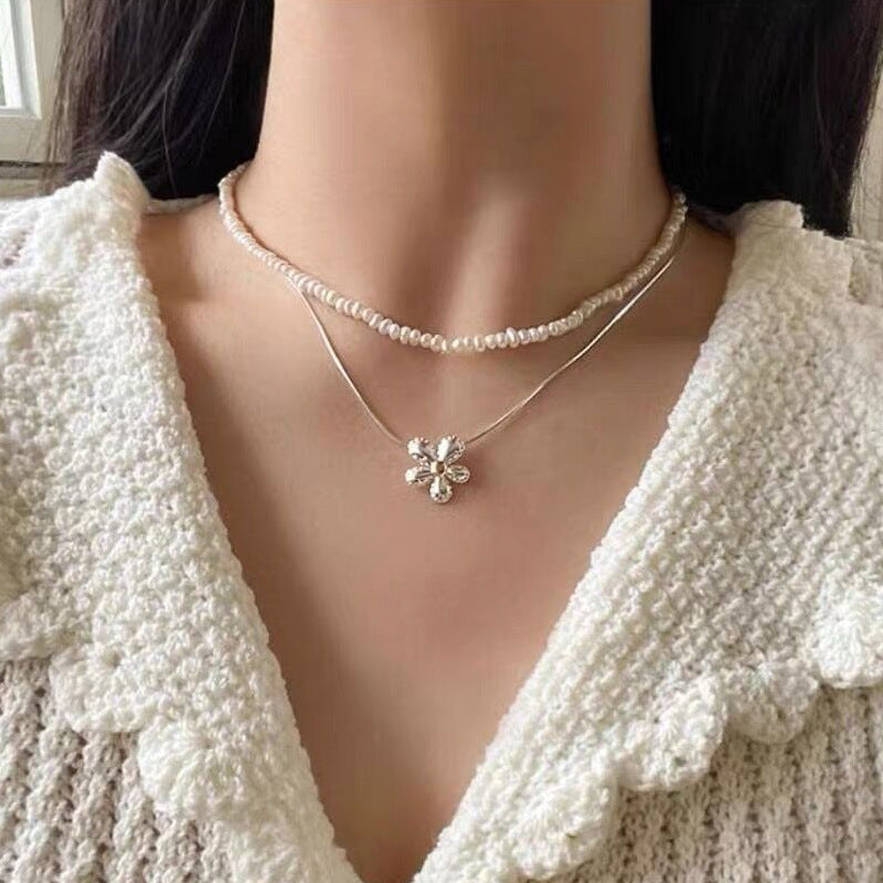 S925 Sterling Silver Flower Necklace Weloria