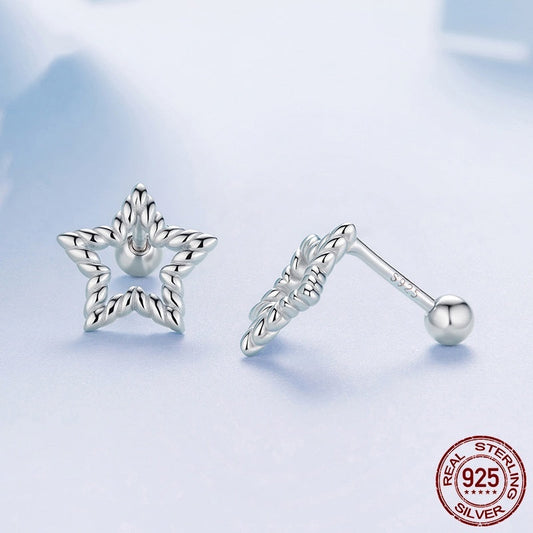 S925 Sterling Silver Star Stud Simple Classic Earrings Weloria