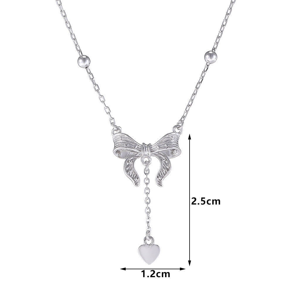 S925 Pure Silver Butterfly Heart Clavicle Chain Weloria