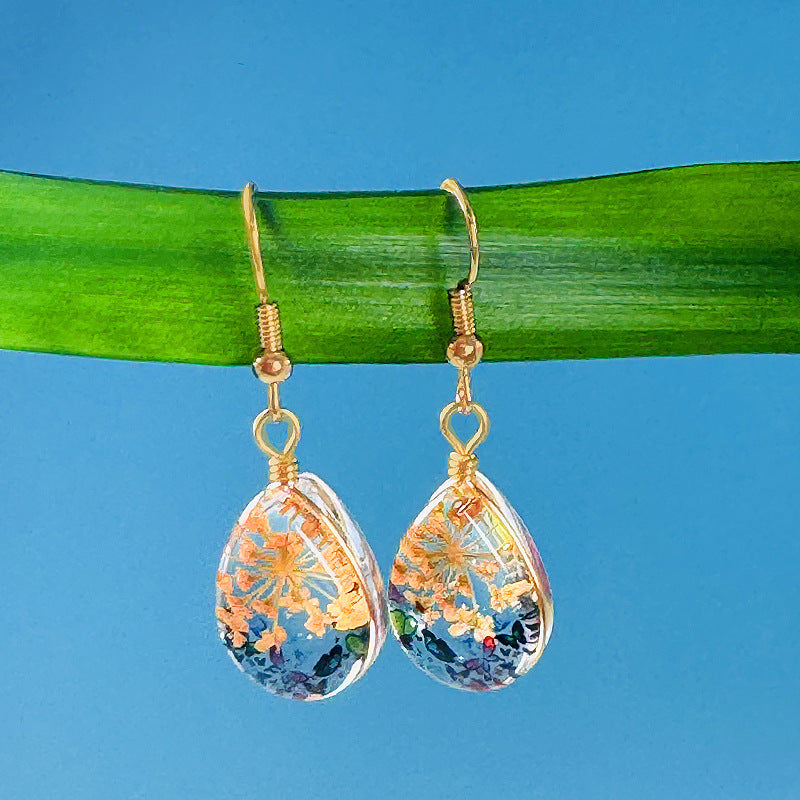 Water Drop-shaped Glass Eardrops Bird Language And Flower Fragrance Owl Weloria
