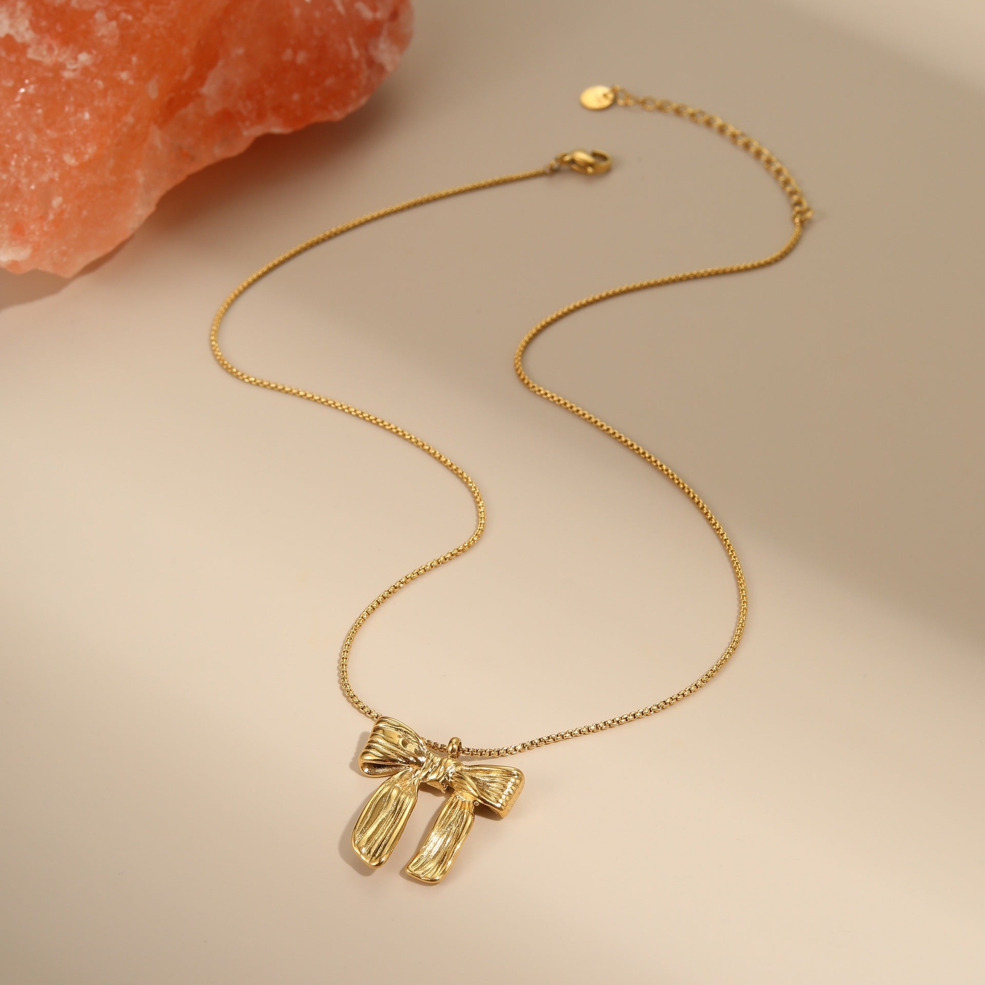 Bow Stainless Steel Necklace Gold-plated Design Light Luxury Weloria