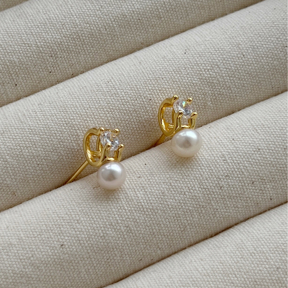 High-grade Shell Pearls Sterling Silver Ear Clip Personalized Circle Earrings For Women Weloria