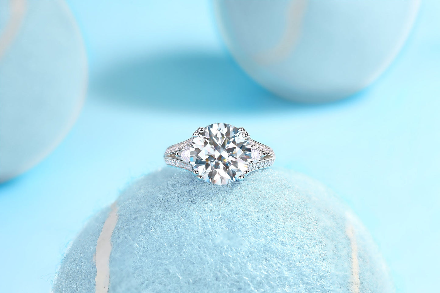 Elegant Radiance - A Fashionable And Luxurious Jewelry Piece Set With 5-carat Moissanite S925 Sterling Silver And Platinum-plated Diamond Weloria