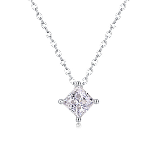 Stay Together - A Fashionable And Luxurious Diamond Jewelry Pendant Set With Square Moissanite S925 Sterling Silver. Weloria