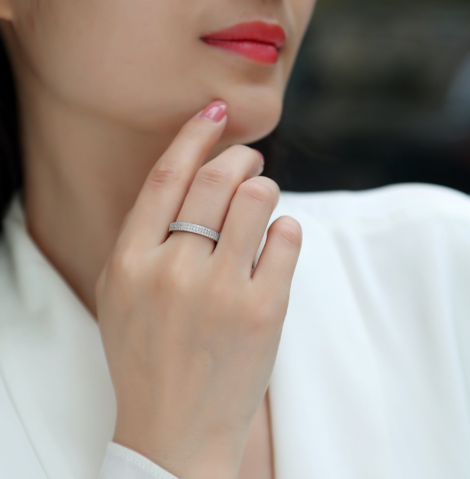 Light Up The Moments - A Fashionable Jewelry Ring Set With Moissanite S925 Sterling Silver And Platinum-plated Diamond Weloria