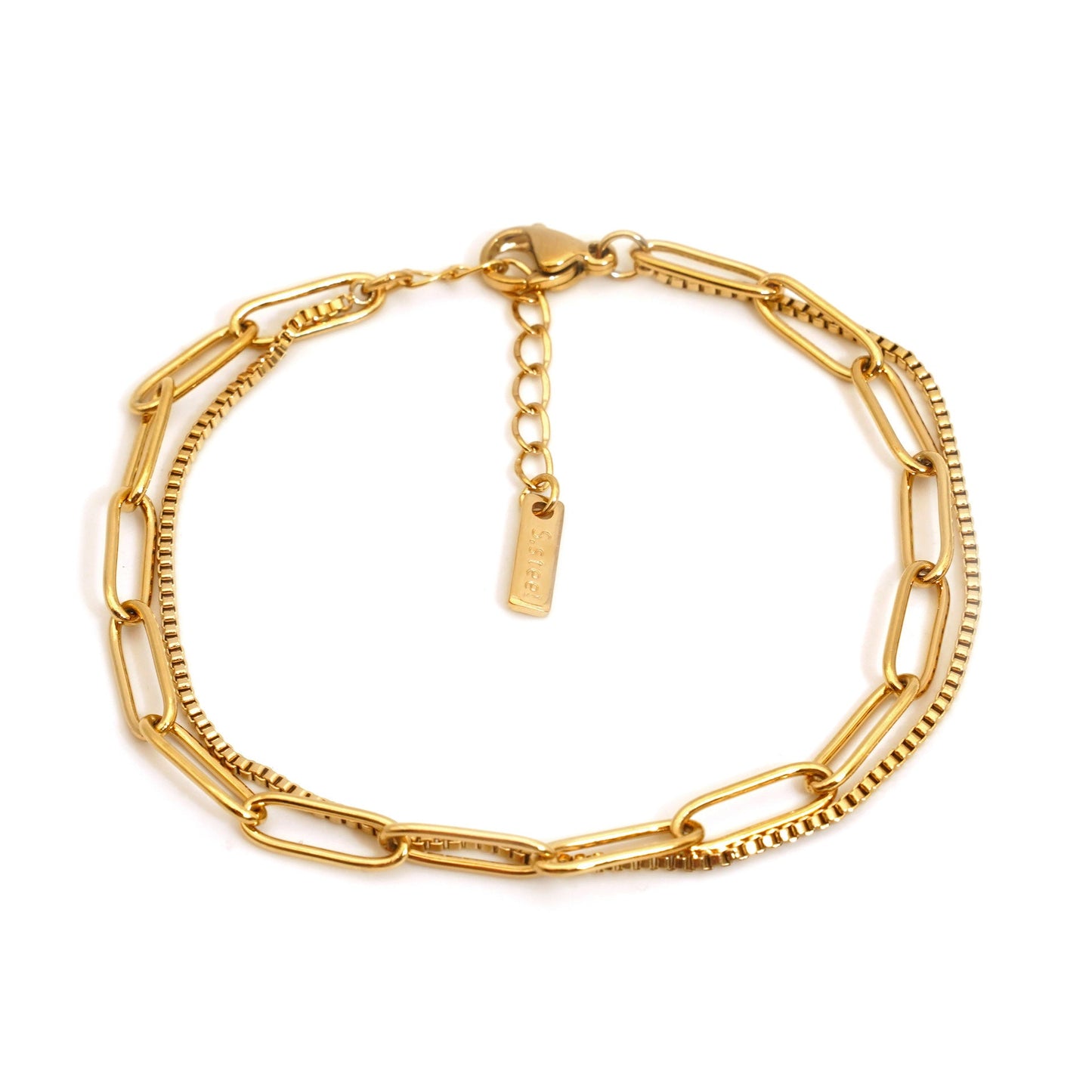 Double Layer Twin Titanium Steel Bracelet Ins Cold Style European And American Women Weloria
