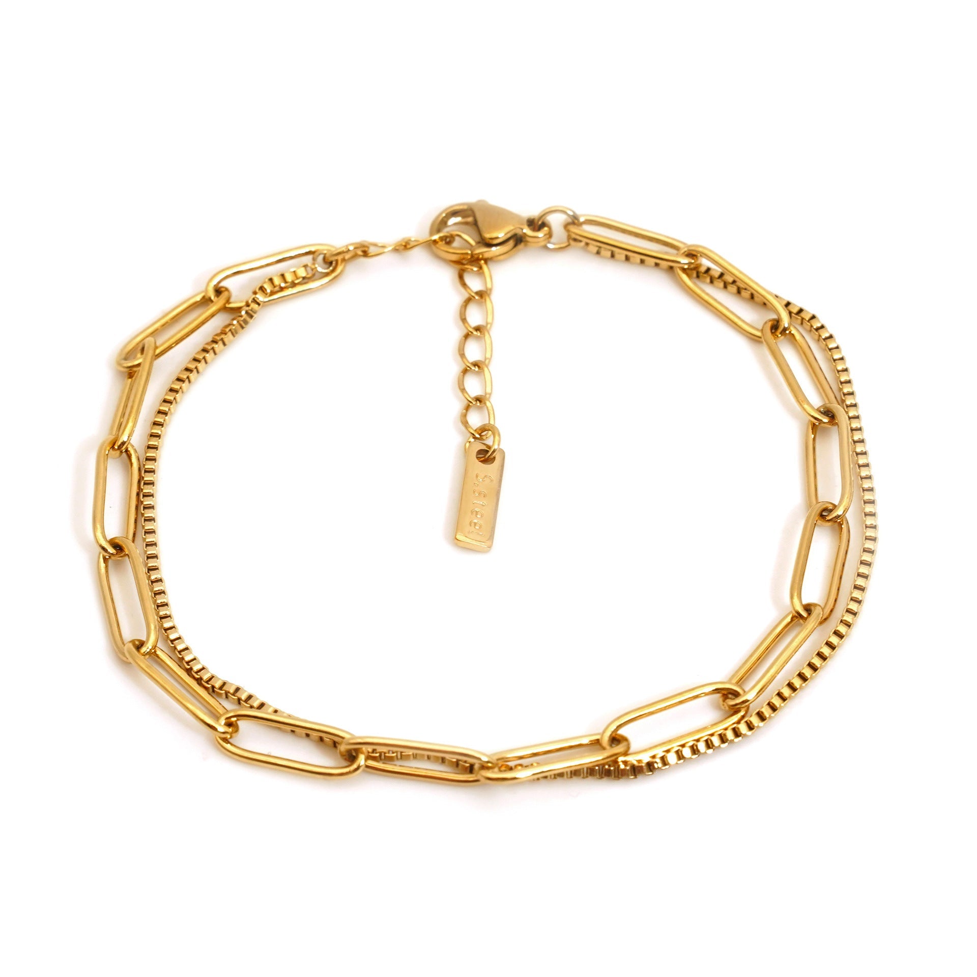 Double Layer Twin Titanium Steel Bracelet Ins Cold Style European And American Women Weloria
