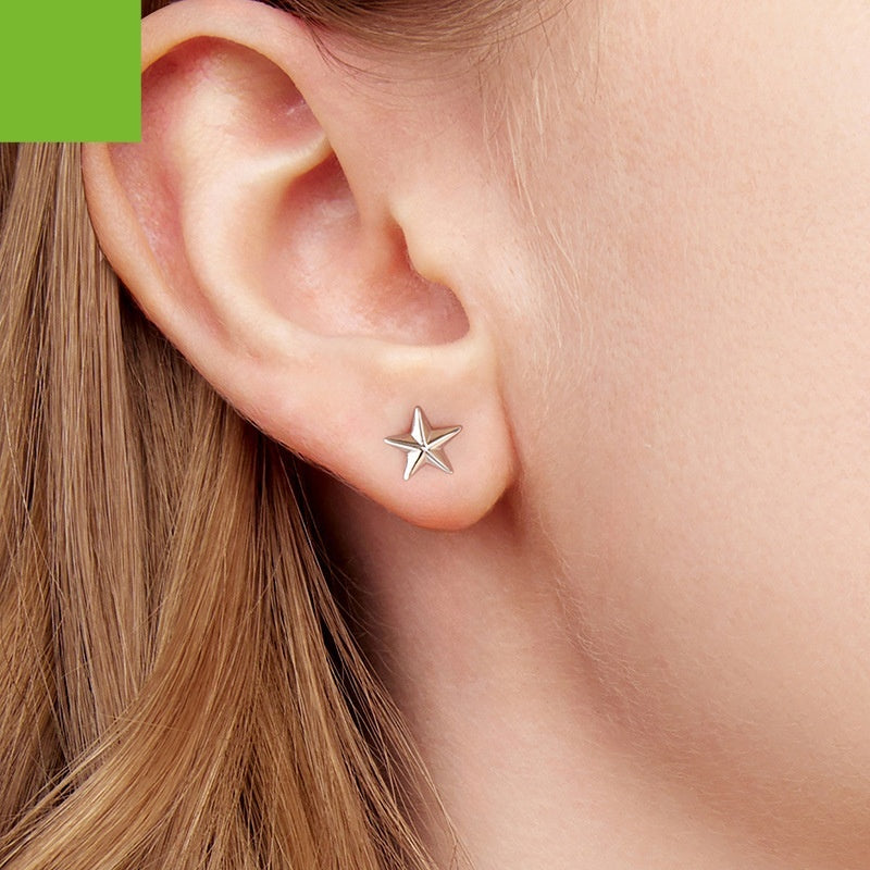 Three-dimensional Star Thread Stud Earrings S925 Sterling Silver Star Earrings Weloria