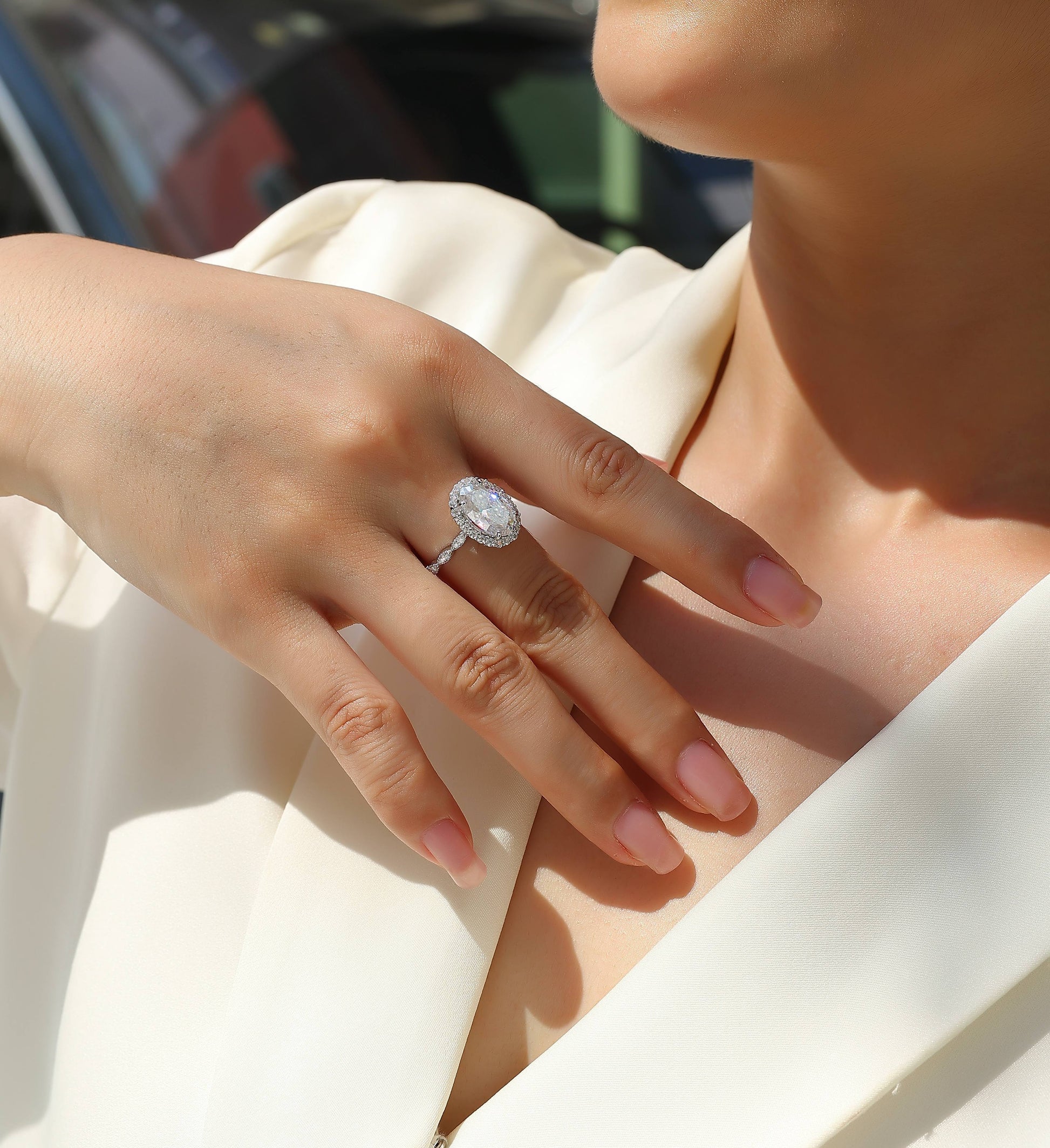 Bright Moon - A Fashionable Diamond Jewelry Piece Set With Moissanite S925 Sterling Silver And Platinum-plated Diamond Ring Weloria
