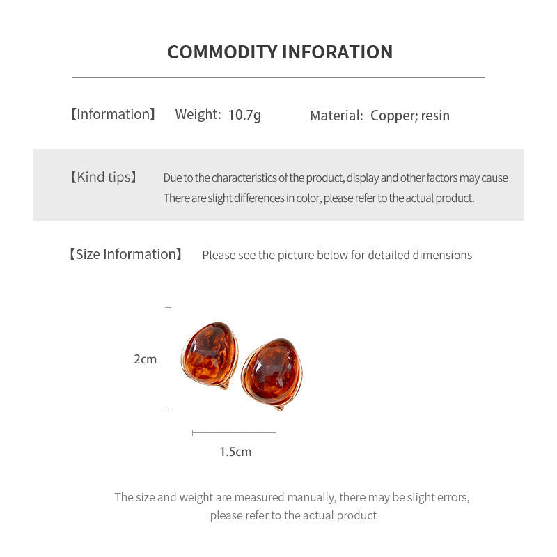 Amber Water Drop Ear Studs Ear Clip Weloria