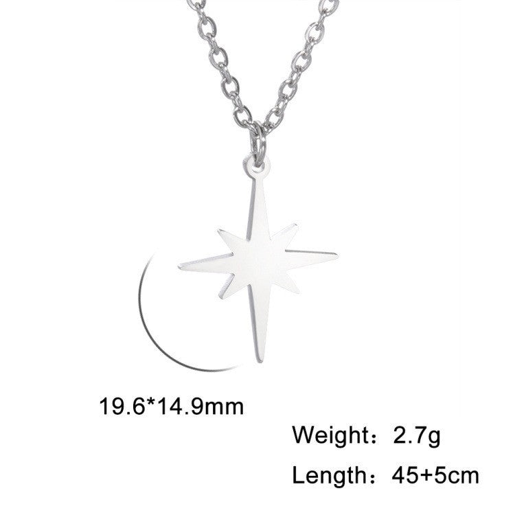 Stainless Steel Rice Necklace Female Six-pointed Star Weloria