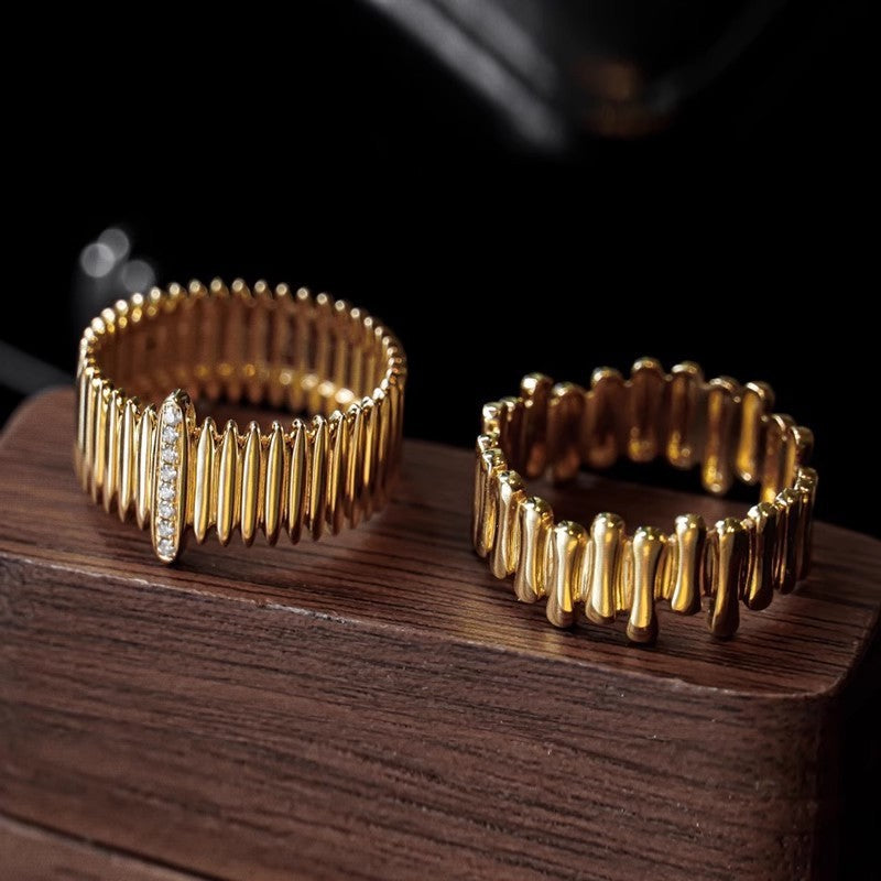 Retro Yellow 18k Gold Cool Sa Organ Diamond Ring Weloria