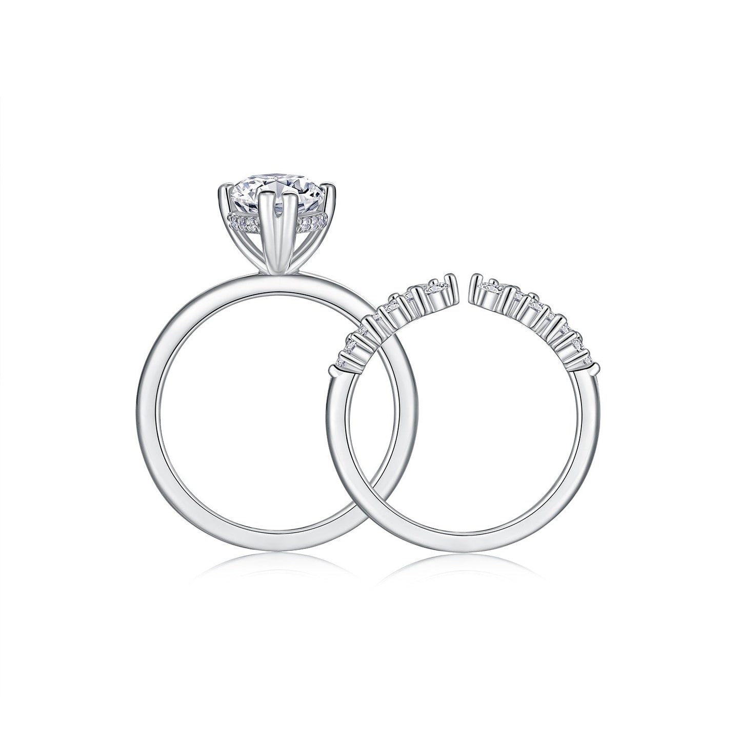 Star Eyes - Fashionable Men's And Women's Ring And Ring Jewelry Set With Moissanite S925 Sterling Silver And Platinum-plated Diamond Weloria