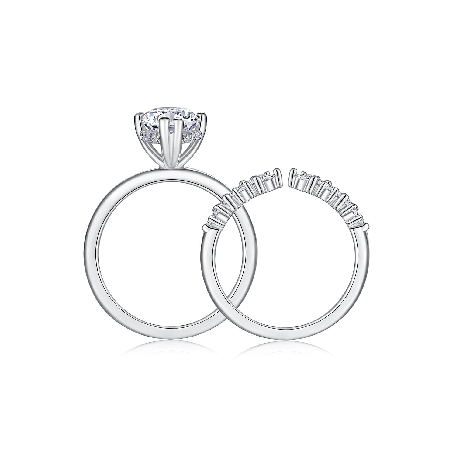 Star Eyes - Fashionable Men's And Women's Ring And Ring Jewelry Set With Moissanite S925 Sterling Silver And Platinum-plated Diamond Weloria