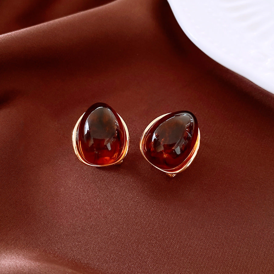 Amber Water Drop Ear Studs Ear Clip Weloria