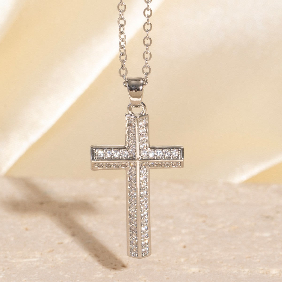 Real Gold Electroplated Micro Inlaid Zircon Cross Necklace Weloria