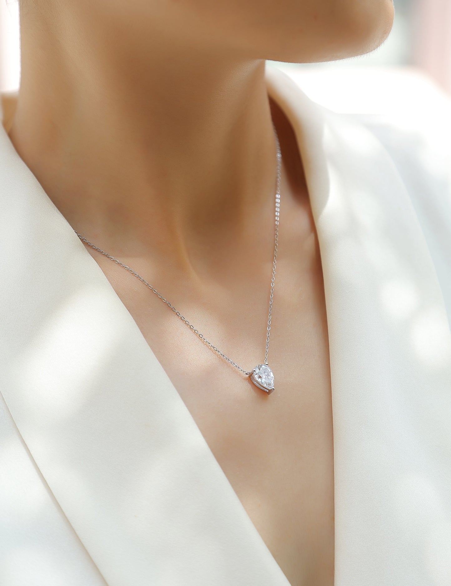 Water Drop - Fashionable Jewelry Pendant Set With Moissanite S925 Sterling Silver And Platinum-plated Diamond, Moissanite Silver Jewelry Weloria