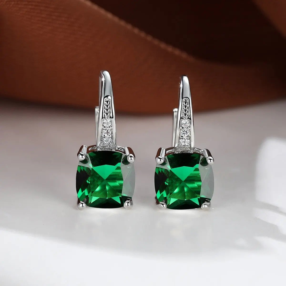 Square Zircon Inlaid Ear Hook Korean Style Fashion All-matching Weloria