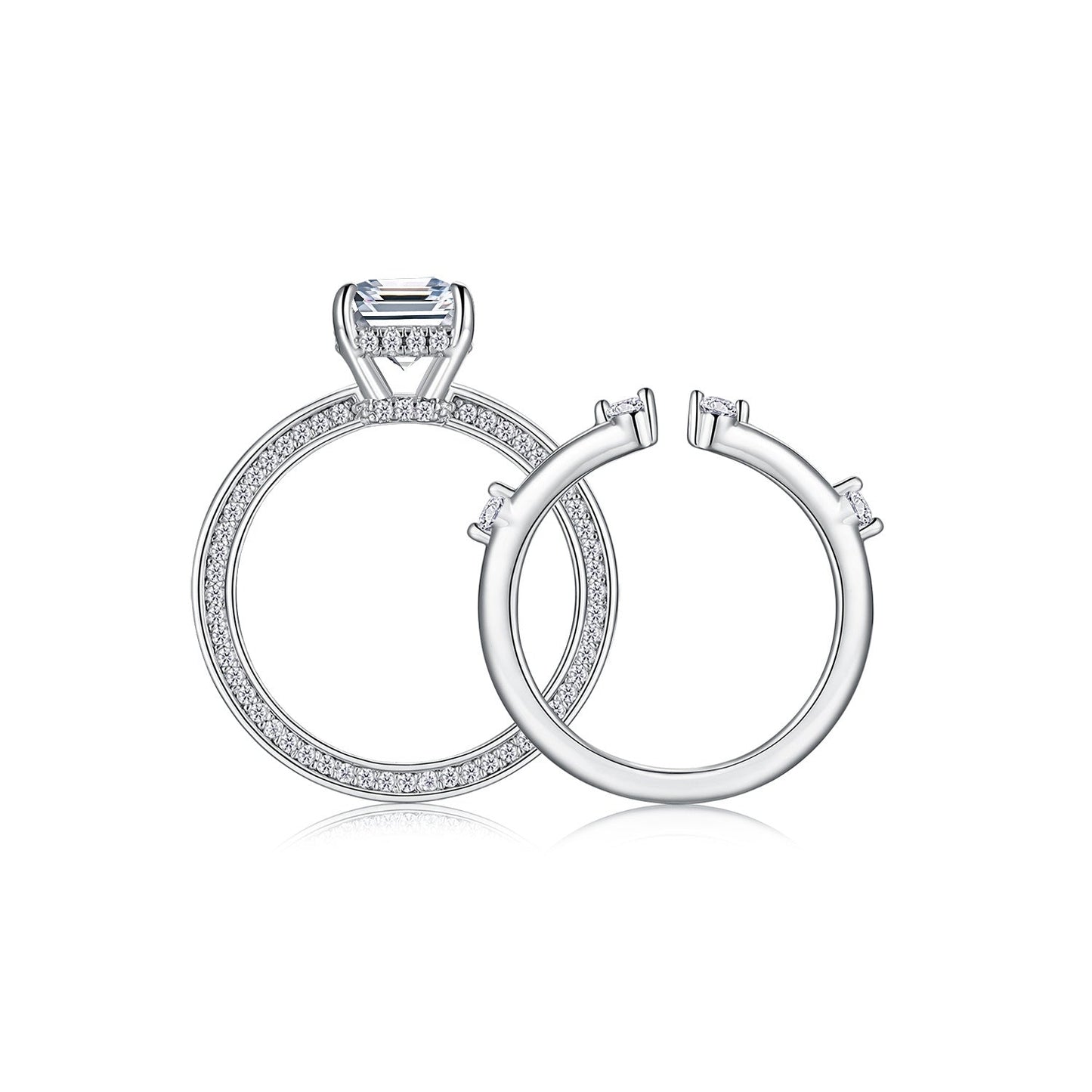 Ice Crystal Love - Fashionable Men's And Women's Ring And Ring Jewelry Set With Moissanite S925 Sterling Silver And Platinum-plated Diamond Weloria