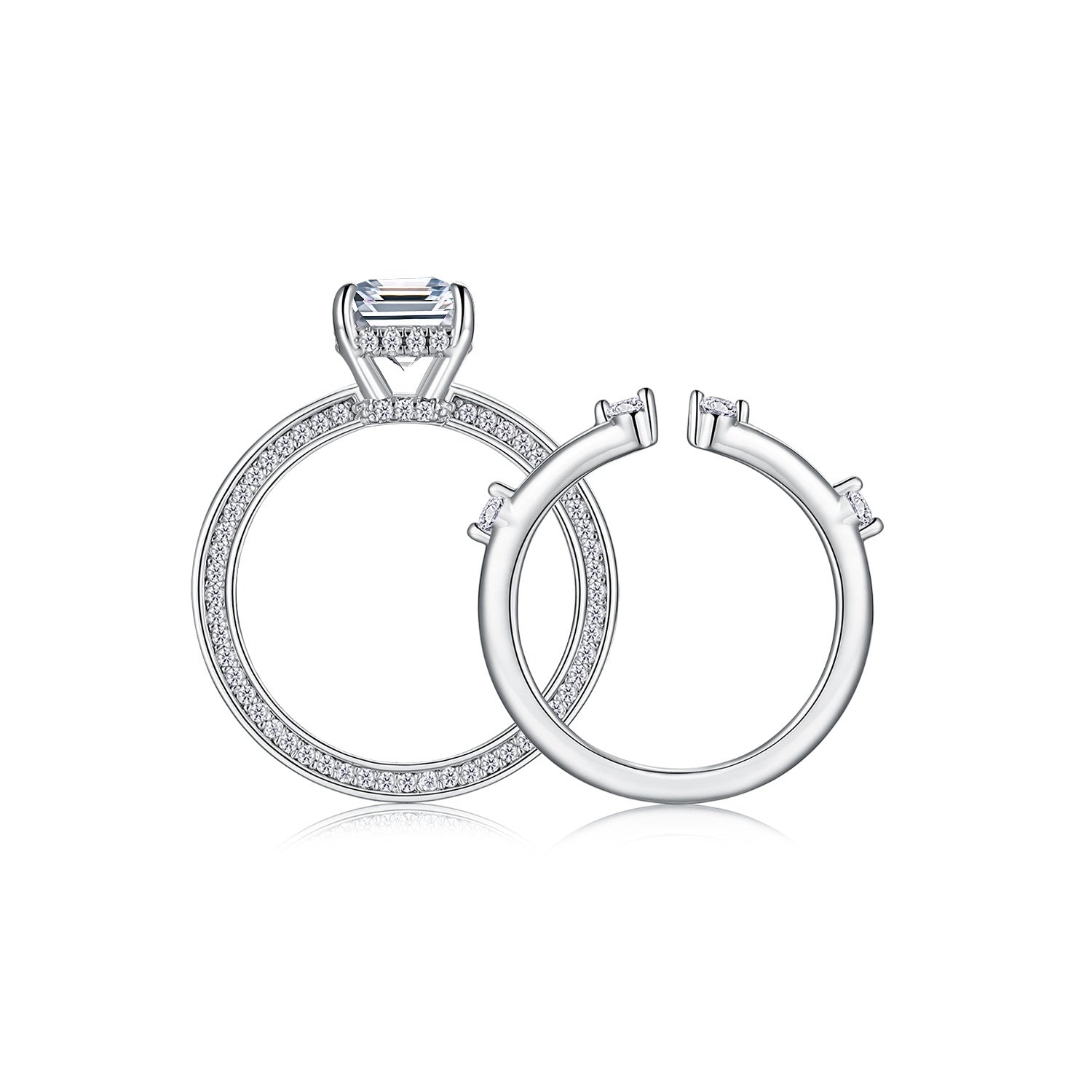 Ice Crystal Love - Fashionable Men's And Women's Ring And Ring Jewelry Set With Moissanite S925 Sterling Silver And Platinum-plated Diamond Weloria