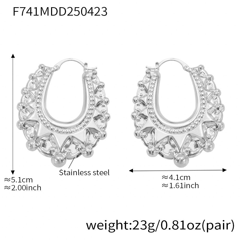 Personalized Gear Texture Earrings Stainless Steel Girls Weloria