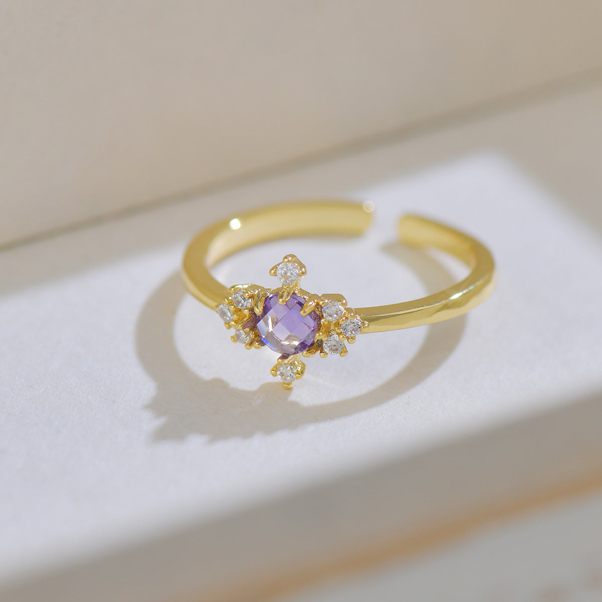 French Style Design Purple Zircon Set Ring For Women Weloria