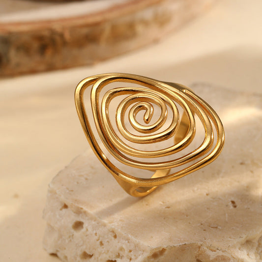 Geometric Spiral Laid Open Ring For Men And Women Retro High Sense Weloria